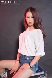 Model Yuhan "Denim Hot Pants and High Heels" [Ligui LiGui] Photo of beautiful legs and jade feet