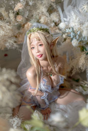 [Net Red COSER Photo] Anime Blogger Stupid Momo - Robe de mariée elfe blanche