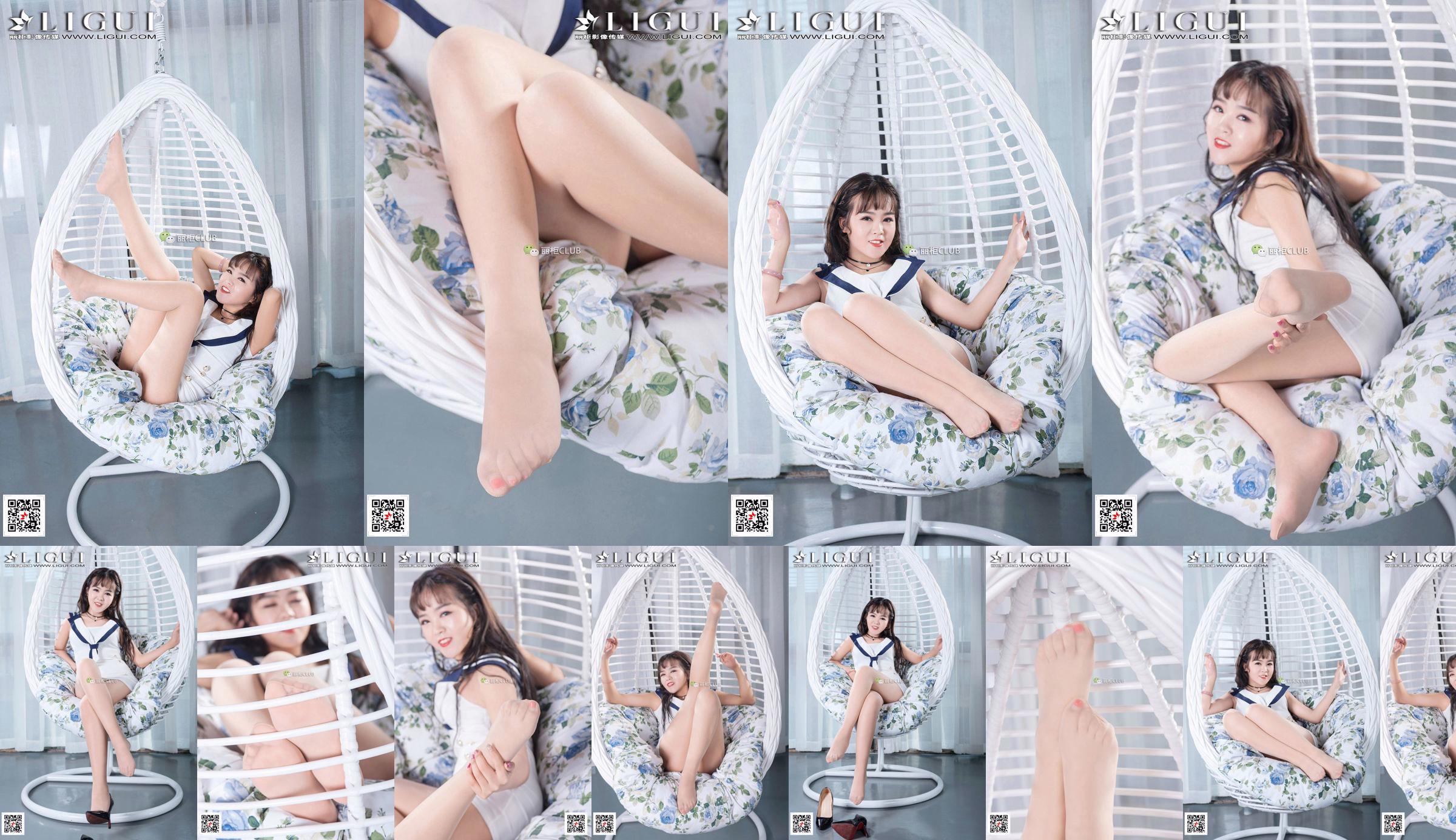 Model Liu Yue "Cradle Chair with Silky Feet and Beautiful Legs" [丽柜Ligui] No.bc5088 Page 1