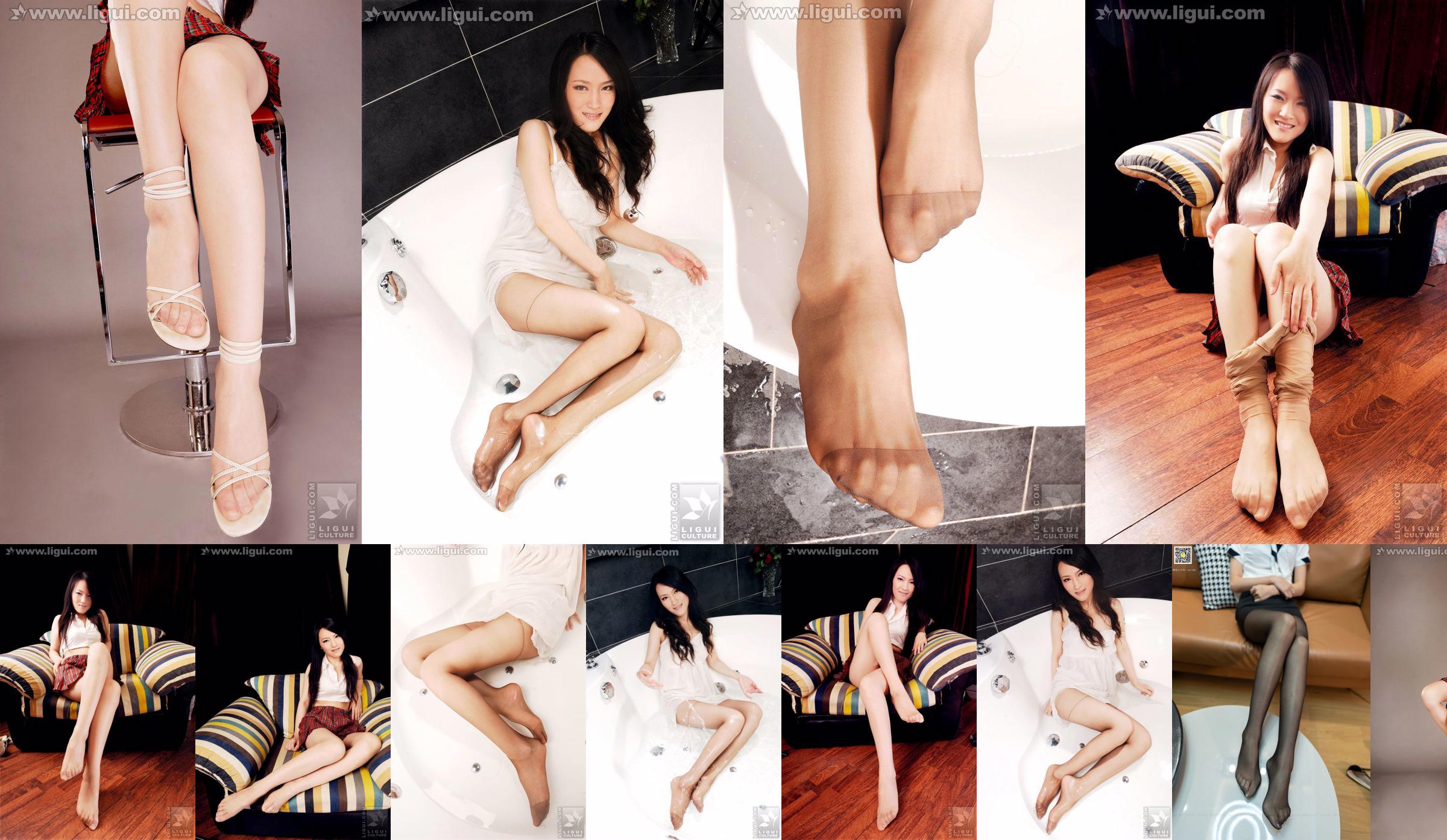 นางแบบเหวินถิง "เท้าที่สวยงามและบริสุทธิ์" [丽 G LiGui] Silk Foot Photo Picture No.21164f หน้า 2