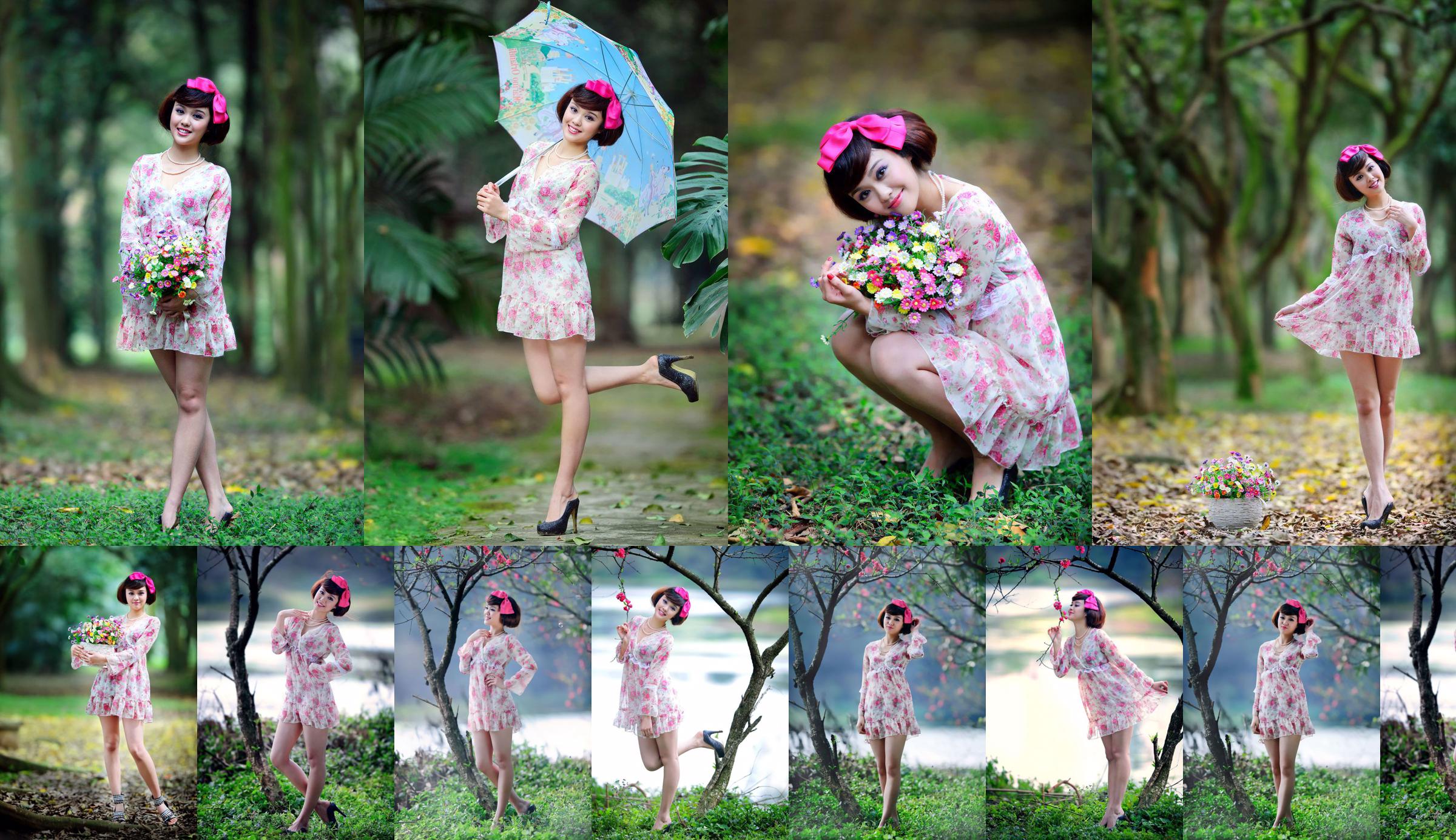 台湾の女の子YinZhi「美しいカラードレスの外での撮影」 No.b6d7b7 ページ1