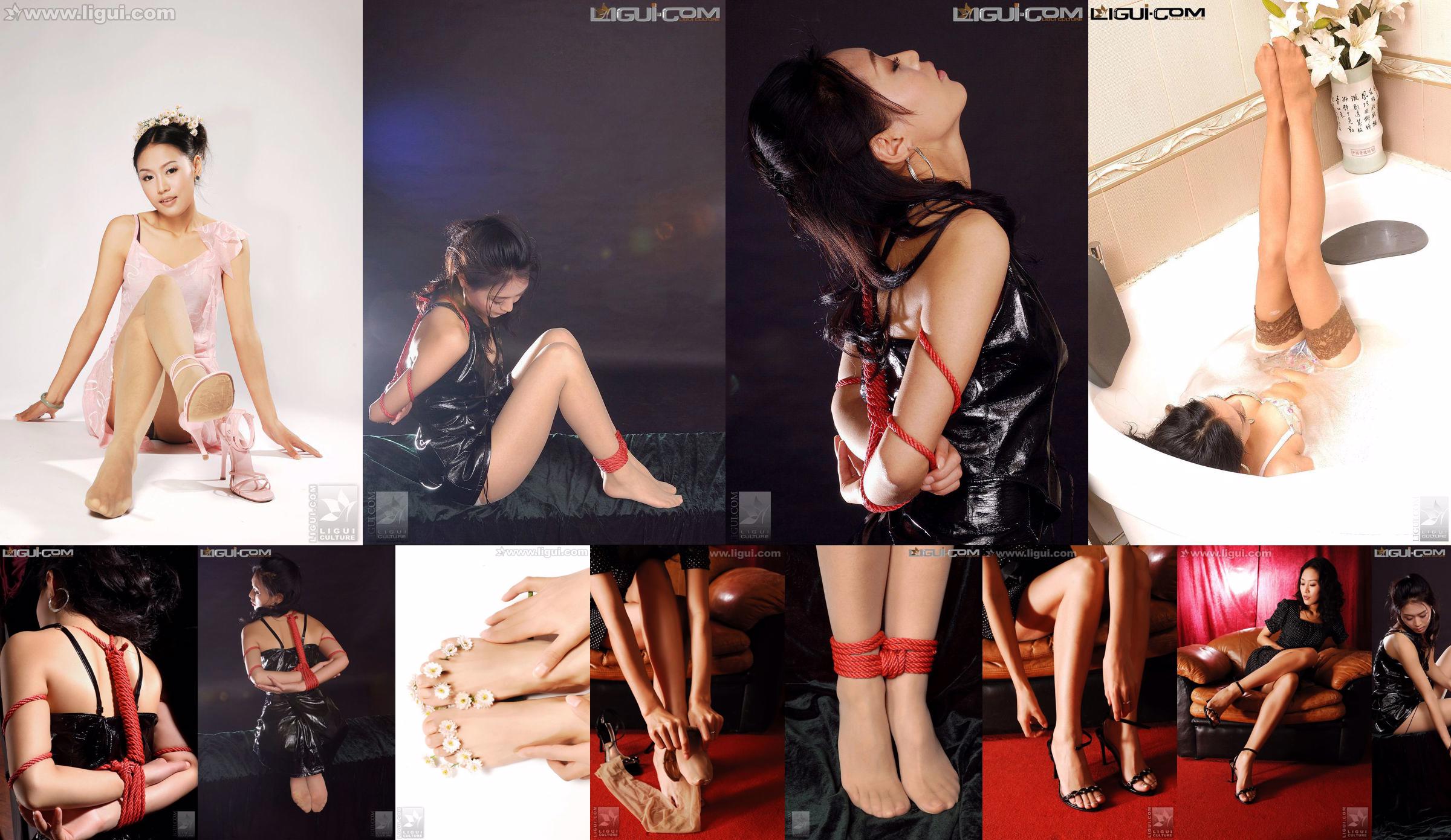 [丽柜美束 LiGui] Model Kaimi "Meat Stockings Shackled and Bundled" Silk Foot Photo Picture No.fac586 หน้า 2